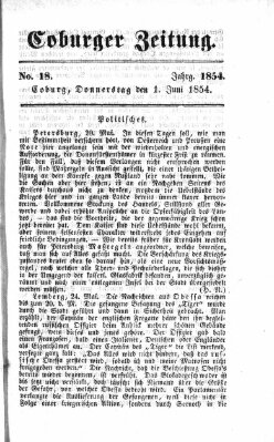 Coburger Zeitung Donnerstag 1. Juni 1854
