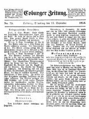 Coburger Zeitung Dienstag 12. September 1854