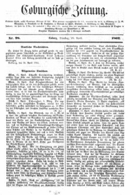 Coburger Zeitung Dienstag 29. April 1862