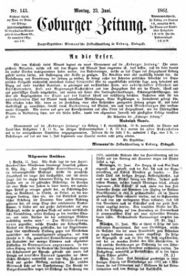 Coburger Zeitung Montag 23. Juni 1862