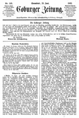 Coburger Zeitung Samstag 28. Juni 1862