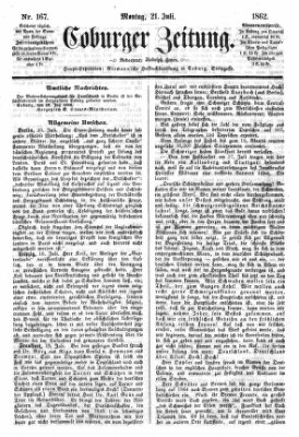 Coburger Zeitung Montag 21. Juli 1862
