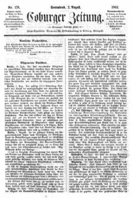 Coburger Zeitung Samstag 2. August 1862