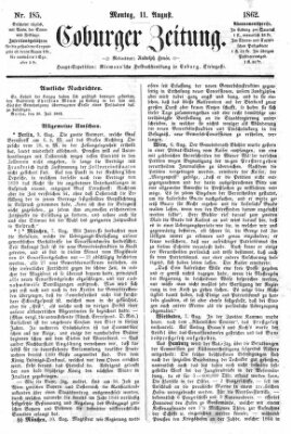 Coburger Zeitung Montag 11. August 1862