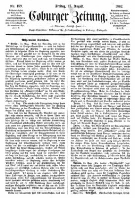 Coburger Zeitung Freitag 15. August 1862