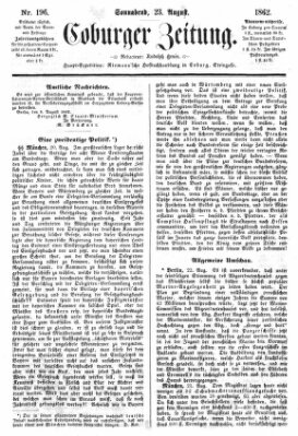 Coburger Zeitung Samstag 23. August 1862