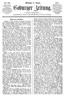 Coburger Zeitung Mittwoch 27. August 1862