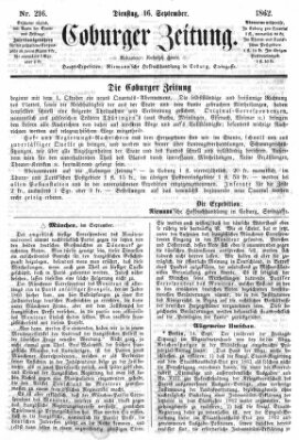 Coburger Zeitung Dienstag 16. September 1862