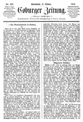 Coburger Zeitung Samstag 11. Oktober 1862