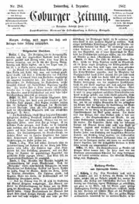 Coburger Zeitung Donnerstag 4. Dezember 1862