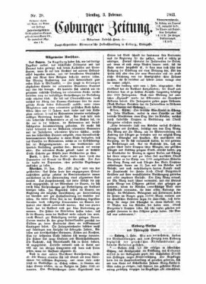 Coburger Zeitung Dienstag 3. Februar 1863