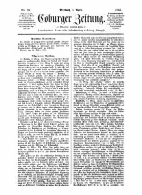 Coburger Zeitung Mittwoch 1. April 1863