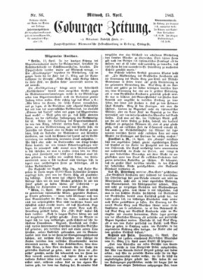 Coburger Zeitung Mittwoch 15. April 1863