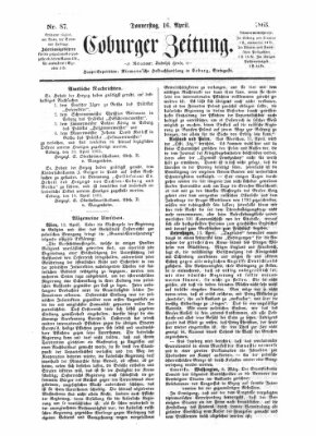 Coburger Zeitung Donnerstag 16. April 1863