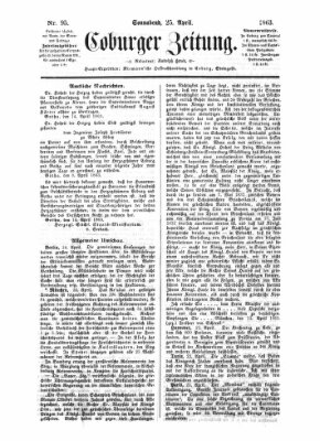 Coburger Zeitung Samstag 25. April 1863