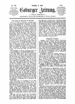 Coburger Zeitung Dienstag 9. Juni 1863