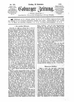 Coburger Zeitung Dienstag 15. September 1863