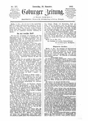 Coburger Zeitung Donnerstag 26. November 1863