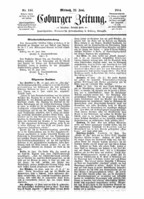 Coburger Zeitung Mittwoch 22. Juni 1864