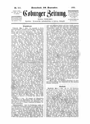 Coburger Zeitung Samstag 10. September 1864
