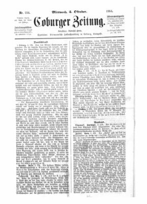 Coburger Zeitung Mittwoch 5. Oktober 1864