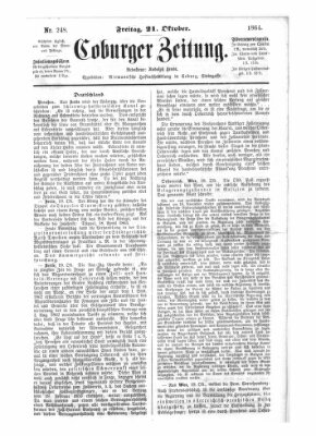 Coburger Zeitung Freitag 21. Oktober 1864