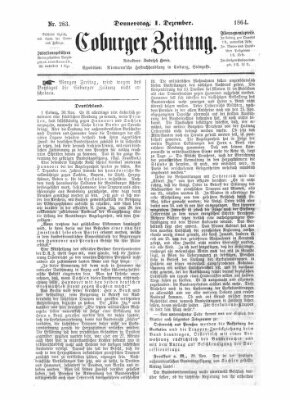 Coburger Zeitung Donnerstag 1. Dezember 1864
