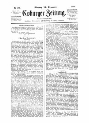 Coburger Zeitung Montag 12. Dezember 1864