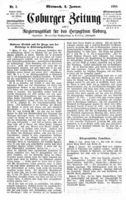 Coburger Zeitung Mittwoch 4. Januar 1865