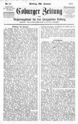 Coburger Zeitung Freitag 20. Januar 1865