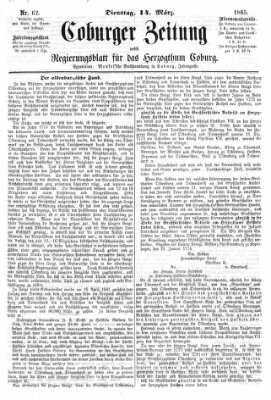 Coburger Zeitung Dienstag 14. März 1865