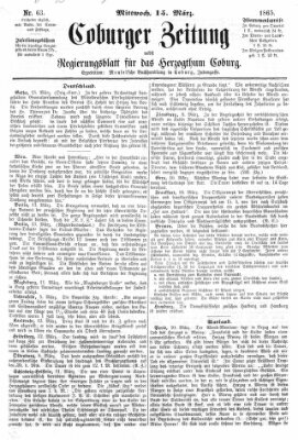Coburger Zeitung Mittwoch 15. März 1865