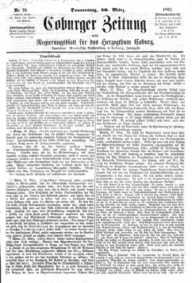Coburger Zeitung Donnerstag 30. März 1865