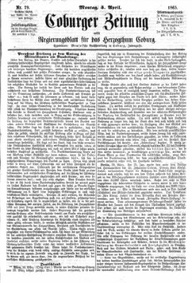 Coburger Zeitung Montag 3. April 1865