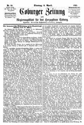 Coburger Zeitung Dienstag 4. April 1865