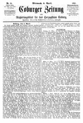 Coburger Zeitung Mittwoch 5. April 1865