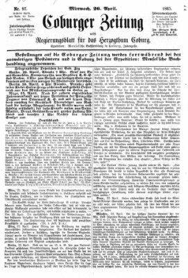 Coburger Zeitung Mittwoch 26. April 1865
