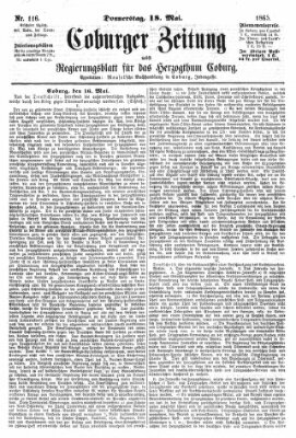 Coburger Zeitung Donnerstag 18. Mai 1865