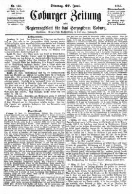 Coburger Zeitung Dienstag 27. Juni 1865