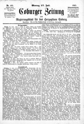 Coburger Zeitung Montag 17. Juli 1865