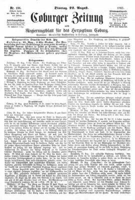Coburger Zeitung Dienstag 22. August 1865