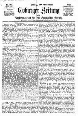 Coburger Zeitung Freitag 29. September 1865
