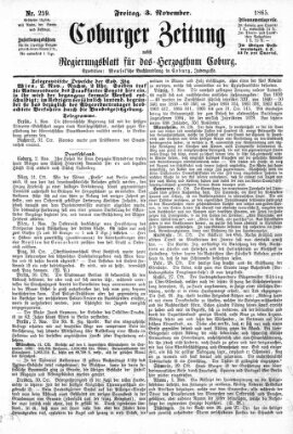 Coburger Zeitung Freitag 3. November 1865