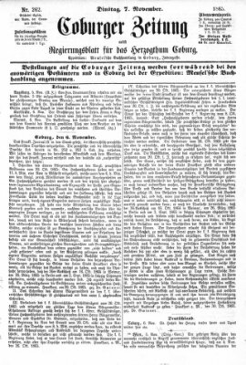 Coburger Zeitung Dienstag 7. November 1865