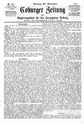 Coburger Zeitung Dienstag 21. November 1865