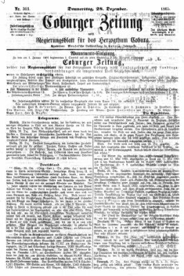 Coburger Zeitung Donnerstag 28. Dezember 1865