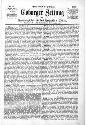 Coburger Zeitung Samstag 3. Februar 1866