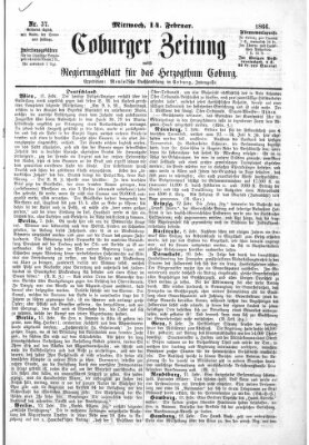 Coburger Zeitung Mittwoch 14. Februar 1866