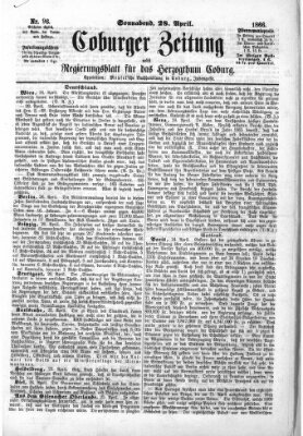 Coburger Zeitung Samstag 28. April 1866