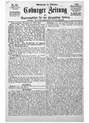Coburger Zeitung Mittwoch 3. Oktober 1866